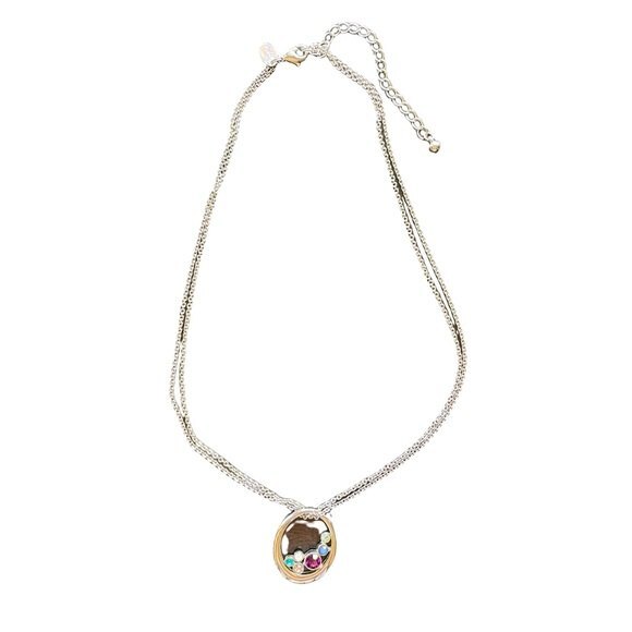 Lia Sophia Silver Tone Necklace with Round Multi Colored Crystals - Picture 8 of 8